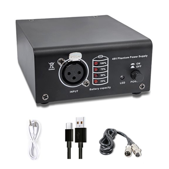 Powerful 48V Power Supply with 2M 3Pin Cable for Condenser Microphones Durability Portables