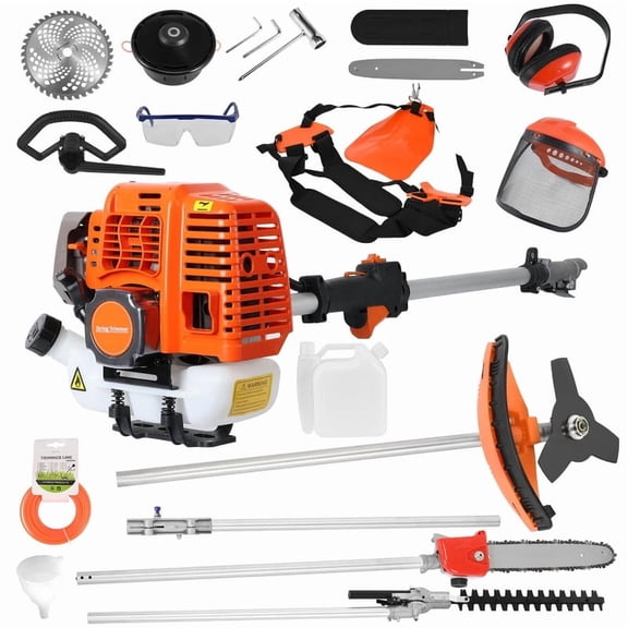 Powerful 52cc 5 in 1 Multi Functional Trimming Tools,Gas Hedge Trimmer,String Trimmer, Weed Eater, Pole Chainsaw with Extension Pole and Brush Cutter