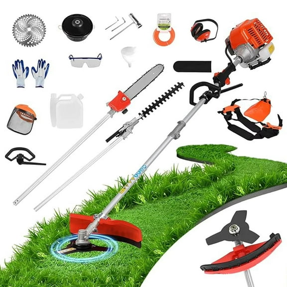 Powerful 52cc 5 in 1 Multi Functional Trimming Tools,Gas Hedge Trimmer,Weed Eater,String Trimmer, Brush Cutter,Pole Saw with Extension Pole