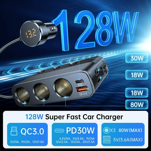 Powerful 7 In 1 Car Charger For Simultaneous Charging Of Multiple Devices