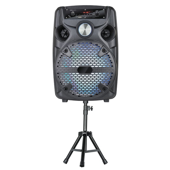 Powerful 8" Bluetooth PA Speaker System with Trolley, Flashing Party Light, Wireless Portable DJ Amplifier, AUX USB Mic Input for Home Theater Party