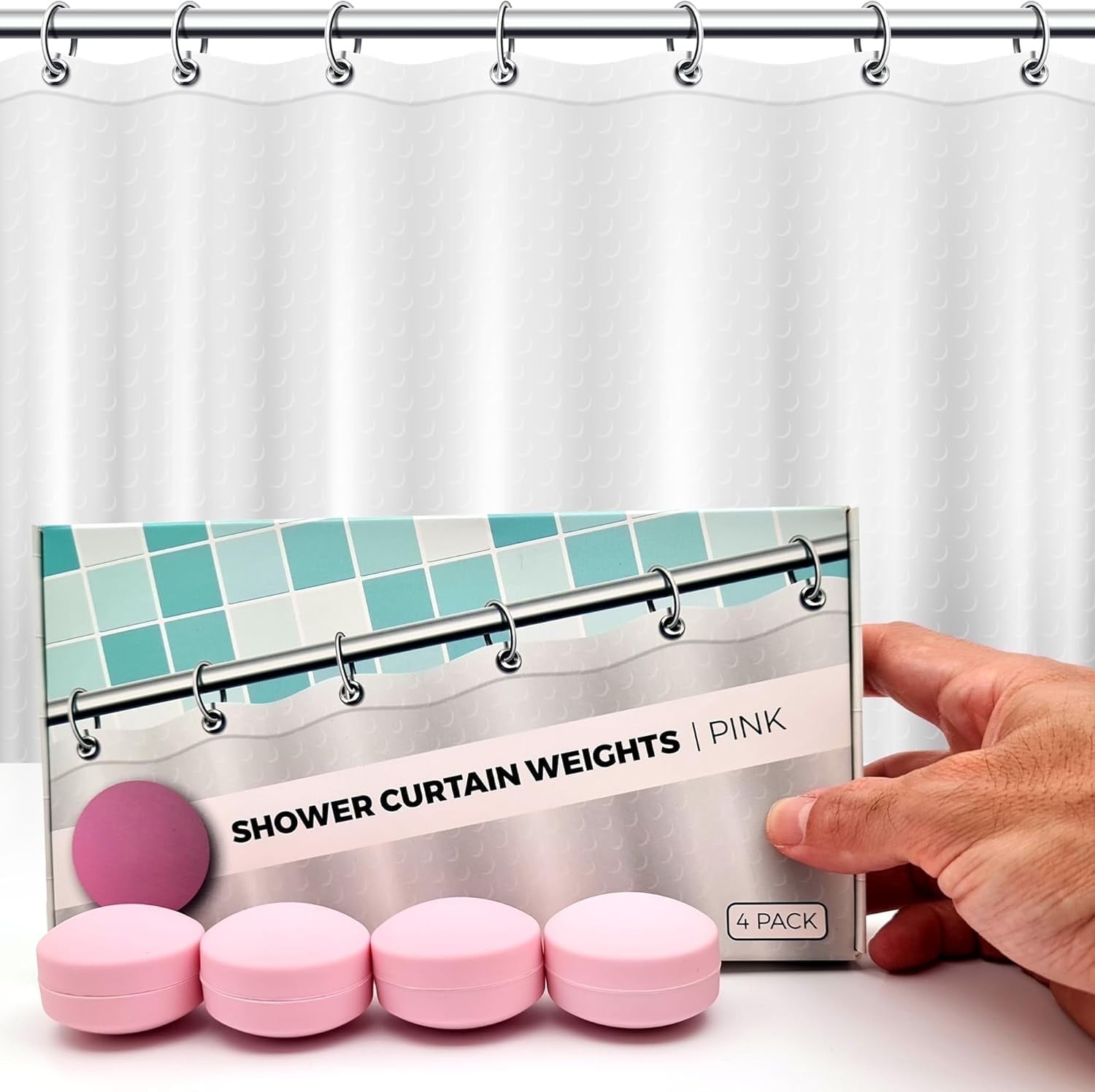 HMMAGNETS Magnetic Shower Curtain Weights with Rustproof Silicone Wrap, Pink, 4 Pairs