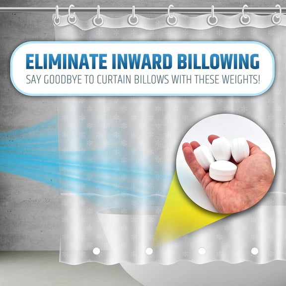 Powerful Anti-Billowing Magnetic Shower Curtain Weights for Splash-Free Bath Experience - 360 Silicone Wrapped - Will Never Rust - Heavy Magnets Prevent Curtain Liners from Blowing | 8 Pairs | White