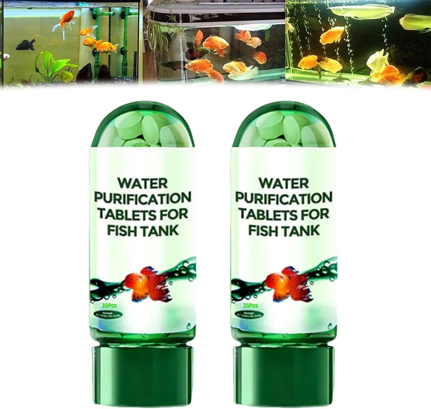 Powerful Aquarium Water Purification Tablet, 2025 New Water Purification Tablets for Fish Tank, 35 Pack Aquarium Fish Tank Cleaning (2 Bottle)