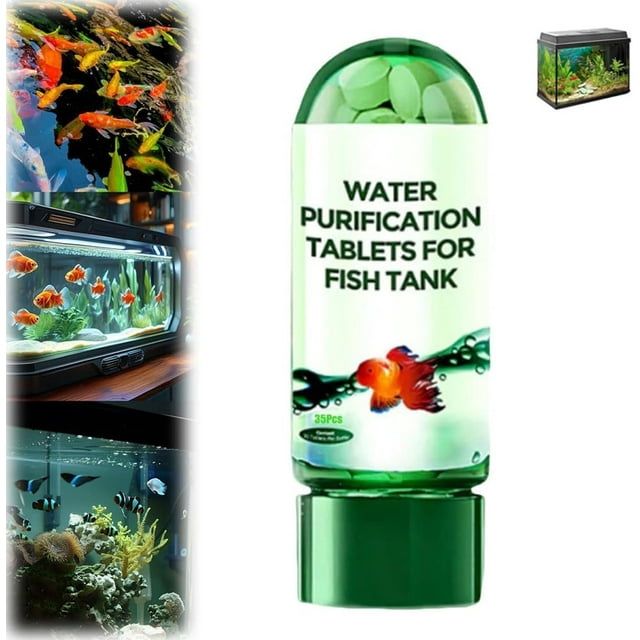 Powerful Aquarium Water Purification Tablet for Fish Tank, 35 Pack Aqua Tabs Water Purification Tablets, Water Purifying Tablets, Water Filtration Tablets, Remove All Kinds of Turbidity from Water