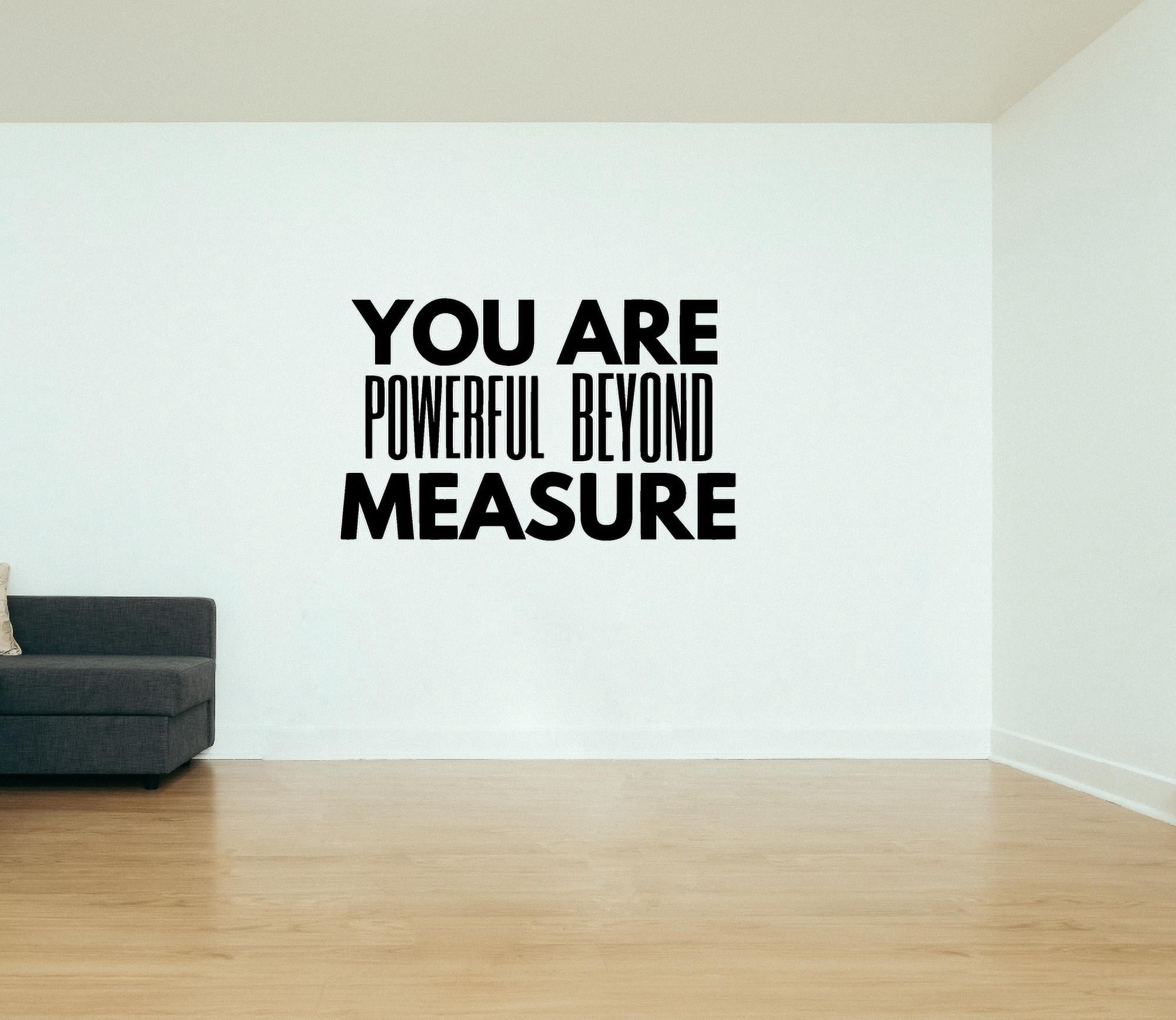 Powerful Beyond Measure Quote Fitness Workout Success Motivation Quotes Wall Decals Healthy Lifestyle for Girls Boys Gym Home Sports Room Decor Vinyl Wall Art Stickers Decoration Size (20x40 inch)