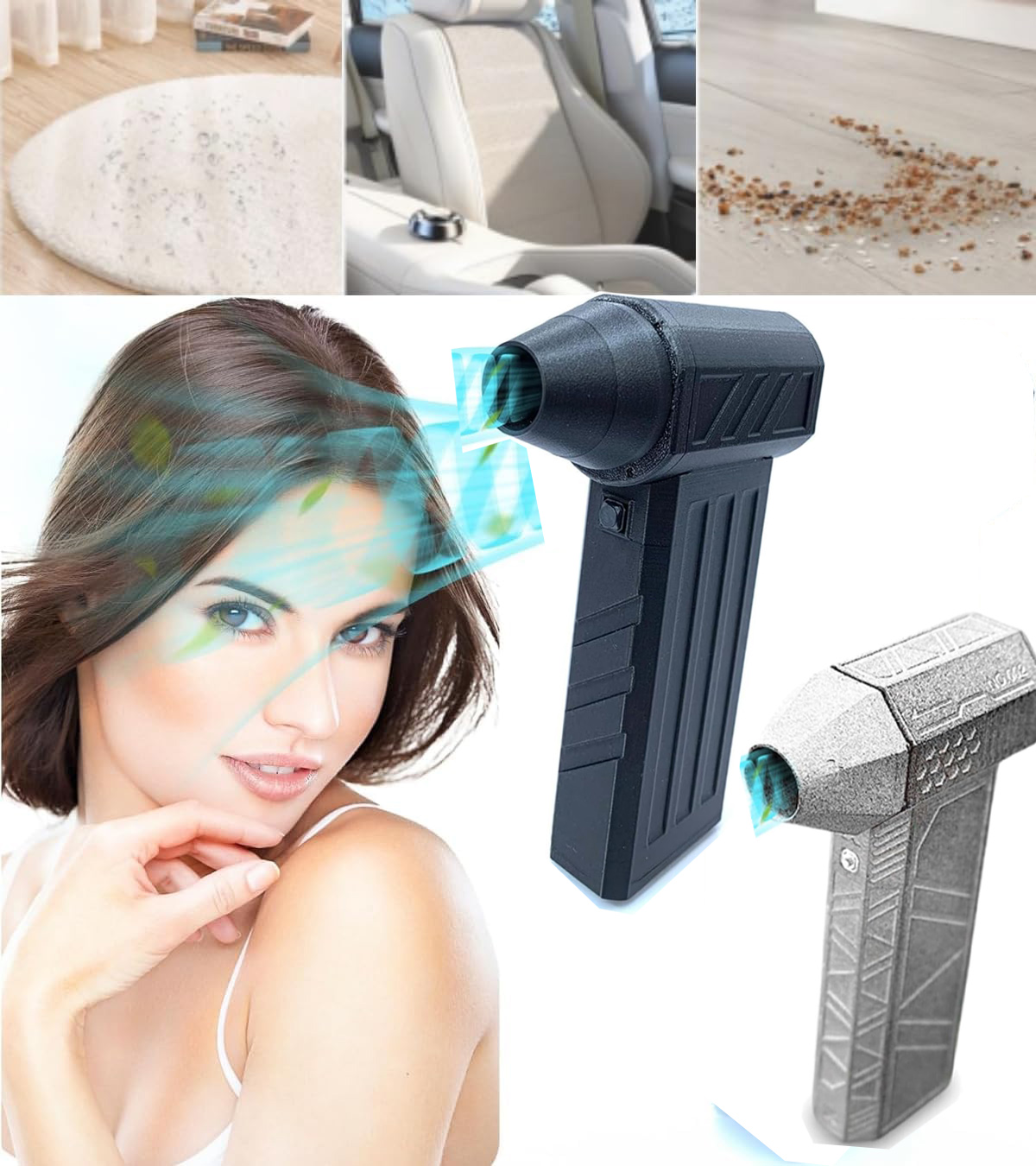 Powerful Blower with High Speed Duct Fan, Rechargeable Mini Turbo Jet