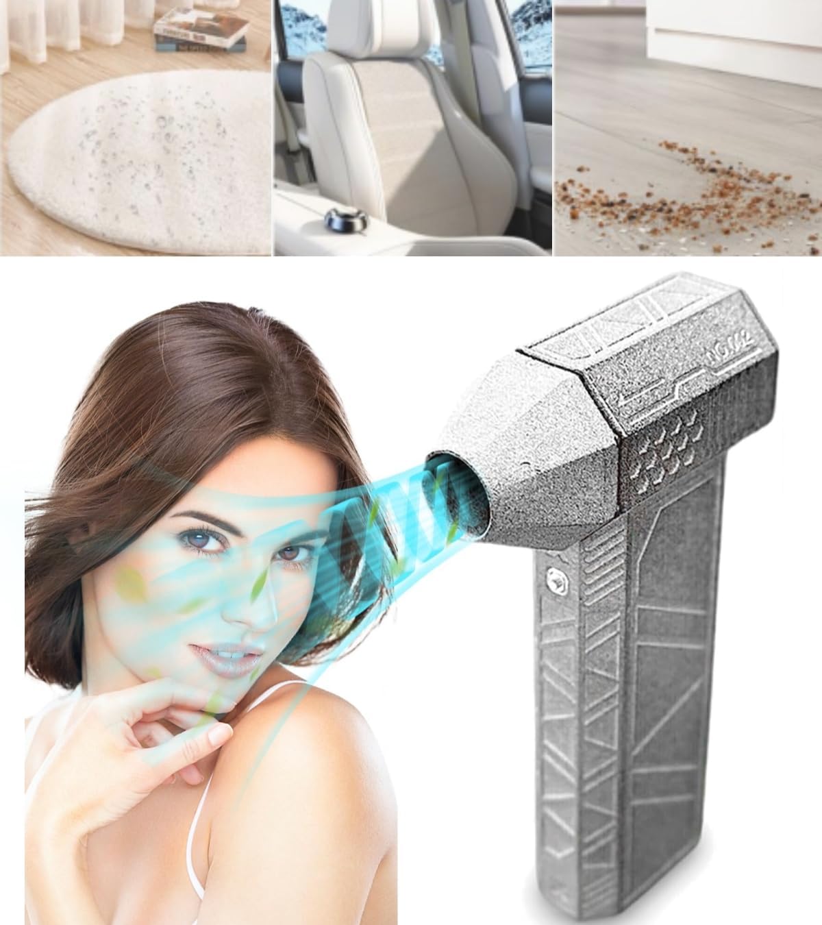 Powerful Blower with High Speed Duct Fan, Rechargeable Mini Turbo Jet