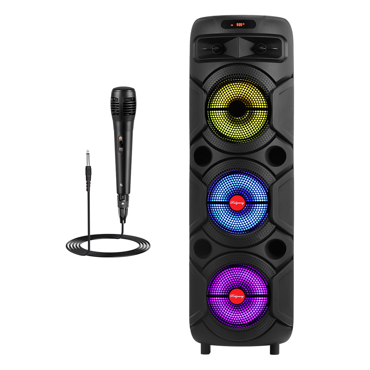 Powerful Bluetooth Speaker with Triple 8inch Subwoofer, Heavy Bass, Wireless Stereo Pairing, FM Radio, LED Lights for Home, Outdoor, Party