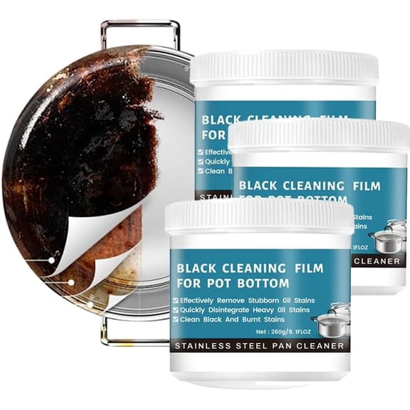 Powerful Burnt Pan Cleaner Paste - 9.17oz, Removes Stubborn Stains from Stainless Steel, Cast Iron & Cookware(XX-3pcs)