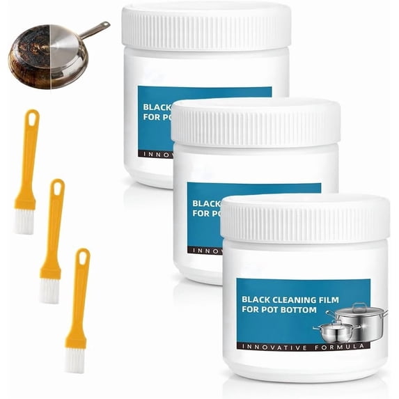Powerful Burnt Residue Remover Paste for Cookware,260g Pot Bottom Black Stain Cleaner,Stainless Steel Cleaner & Polish, All Purpose Pot Cleaner For Bottom of Pans, Heavy Duty Oil Stain Remover (3PCS)
