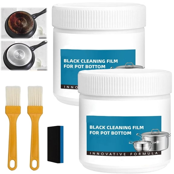 Powerful Burnt Residue Remover Paste for Cookware,Burnt Pans Cleaner,Pan Bottom Cleaners,Stainless Steel Cookware Cleaner for Burnt Pots and Pans,Pot Bottom Black Cleaner Film (2PC)
