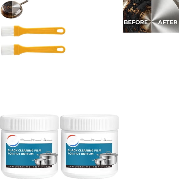 Powerful Burnt Residue Remover Paste for Cookware, Heavy Duty Pan Cleaner & Stainless Steel Pan Cleaner, PH Neutral Pot Cleaner for Bottom of Pans, Stove & Oven, Free Brush