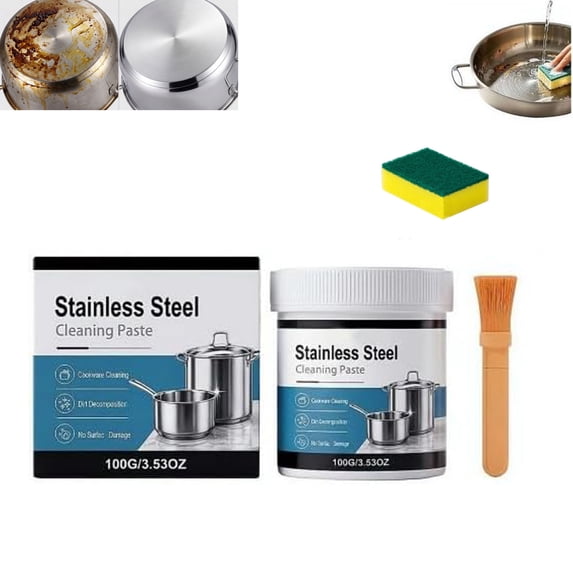 Powerful Burnt Residue Remover Paste for Cookware, Pot Bottom Black Stain Cleaner, Stainless Steel Scratch Remover, Multi-Purpose Pot Cleaner Heavy Duty Oil Stain Removers