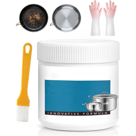 Powerful Burnt Residue Remover Paste For Cookware, Pot Bottom Black Stain Remover Paste, All Purpose Cleaner For Bottom Of Pans, Black Cleaning Film For Stove Tops & Grills Restores Shine