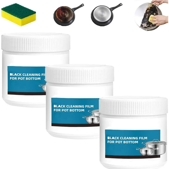 Powerful Burnt Residue Remover Paste for Cookware, Pot Cleaner for Bottom of Pans, Black Cleaning Film for Pot Bottom, Burnt-On Grease Remover, Stainless Steel Cleaner