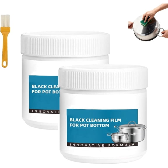 Powerful Burnt Residue Remover Paste for Cookware,Stainless Steel Burnt Pot Cleaner,Pot Bottom Black Cleaner Film,Multi-Purpose Kitchen Cleaner for Burnt Pots and Pans(2PC)