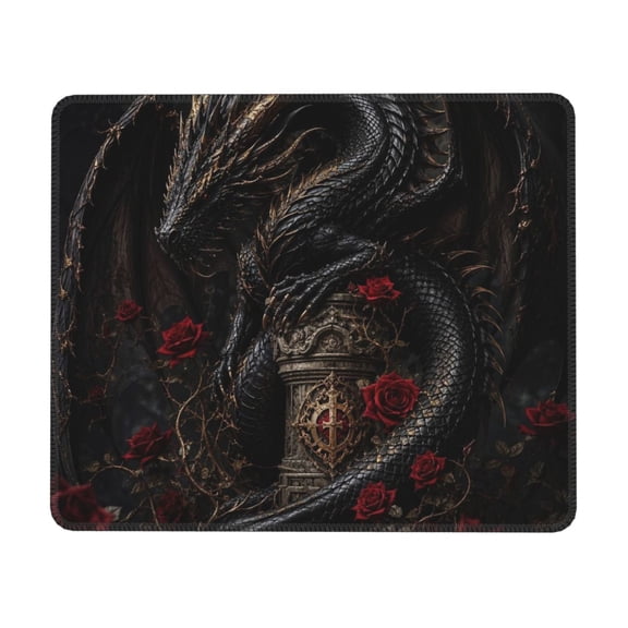 Powerful Dark Gothic Dragon Illustration Mouse Pad Non-Slip Rubber Gaming Mousepad Rectangle for Computers Laptop 7 x 8.6 in