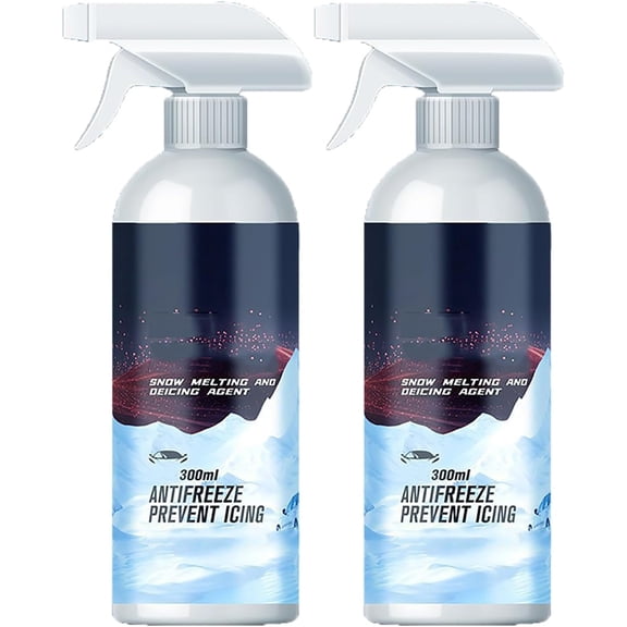 Powerful De-Icing Spray for Car Windshields,Auto Windshield Deicing Spray,Ice Remover Melting Spray Winter Car Essentials, Fast Ice & Snow Melting Spray(2PCS)