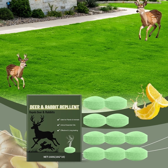 Powerful Deer & Rabbit Repllent Granules, Effective Deer And Rabbit Control for Garden , Poison-Free and Safe for Pets, Easy to Use for Pest Management(2Box /10 PCS)