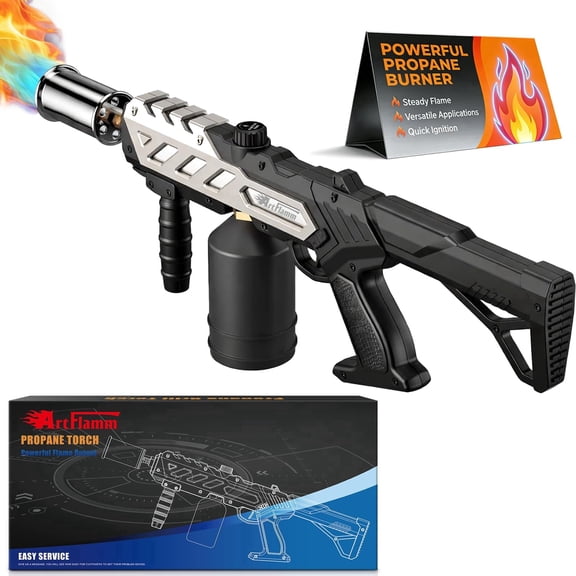 Powerful Detachable Propane Torch, Adjustable-Flame Kitchen Blow Torch Tool, Portable Torch Burner Igniter for BBQ, Charcoal Starter, Campfire Kindling & Garden Weeding (Gas Tank Not Included)