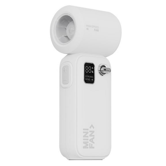 Powerful Digital Handheld Fan , 100 Speed Settings, Turbo Airflow, Compact Cooling Device for Home & Office ,12.9x5.2x4cm,White
