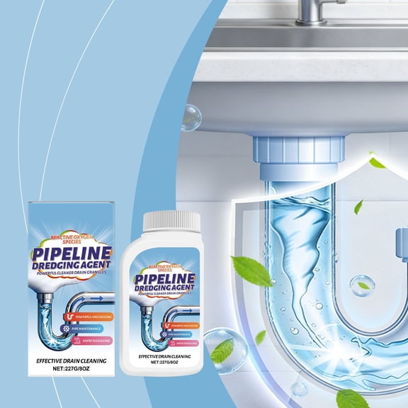 Powerful Drain Unblocker Powder Fast Clog Dissolution Odor Elimination Pipe Safe Dissolves Hair Grease Food Residue for Kitchen Sinks Bathroom Showers Bathtubs Floor Drains Plumbing Supplies