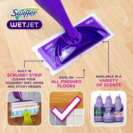 Powerful Floor Mopping System - WetJet Starter Kit with Cleaning Solution and Pads