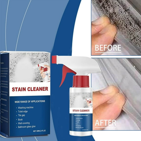 Powerful Foaming Stain Remover Spray Cleaner - Fast-Acting Bathroom Tile Grout Cleaner, Tough Dirt Remover for Sinks, Showers, Bathtubs, Wood & Concrete - Natural Gentle Formula, 120ml (2-Pack)