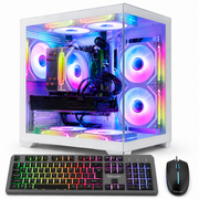 Gaming PC Desktop - Ryzen 5 5500, 16GB DDR4, RX580 8GB GDDR5,1TB SSD,WIFI6 BT5.4, Win11, RGB KB &Mouse, 8ARGB Fans,650W,Entry-Level 1080p Gaming Tower