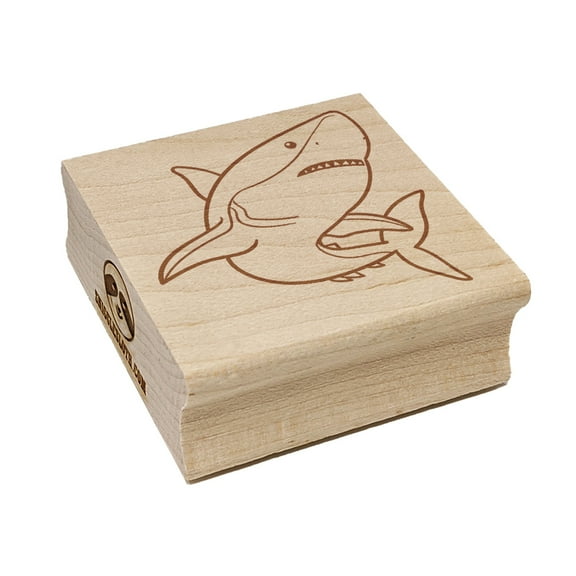Powerful Great White Shark Square Rubber Stamp Stamping Scrapbooking Crafting - Small 1.25in