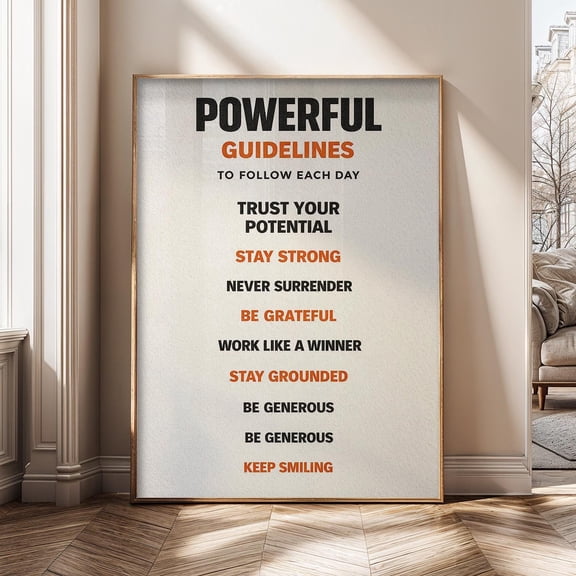 Powerful Guidelines Wall Art, Motivational Quote Print, Discipline Poster, Success Mindset, Poster Only