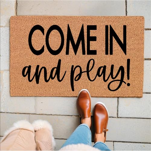 Statement Doormats Come in and Play Doormats Mini Playhouse Doormat Faux Coir Fiber ...