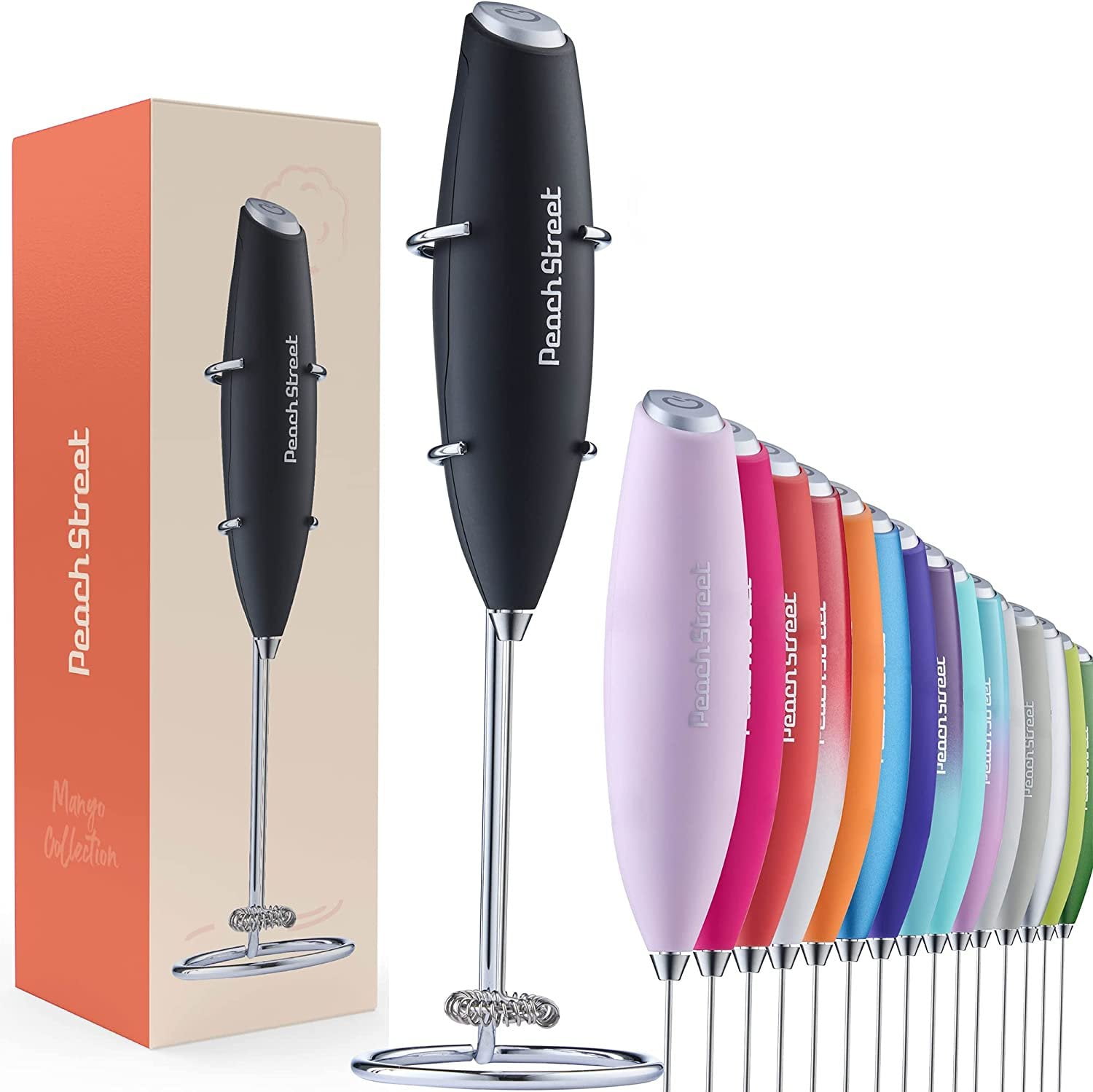 Matte Black Stainless Steel Handheld Milk Frother Wand