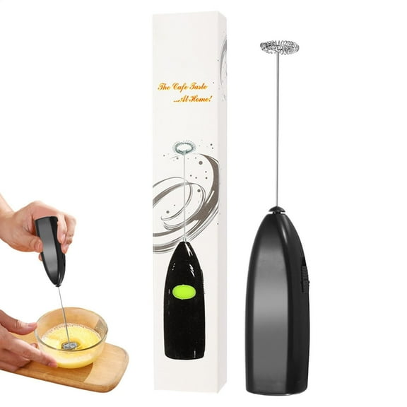 Powerful Handheld Milk Frother Wand - Multi-Function Drink Mixer and Egg Beater for Coffee and Cooking Applications - Black