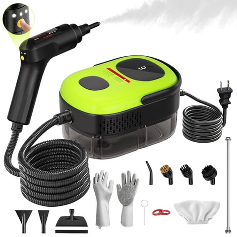 KANFUAQ Handheld Steam Cleaner,2500W 15pcs Accessories Portable Steamer for Cleaning,3-Level Adjustable,15s Heat-Up,1.4L Large Tank for Home,Car,Kitchen,Bathroom