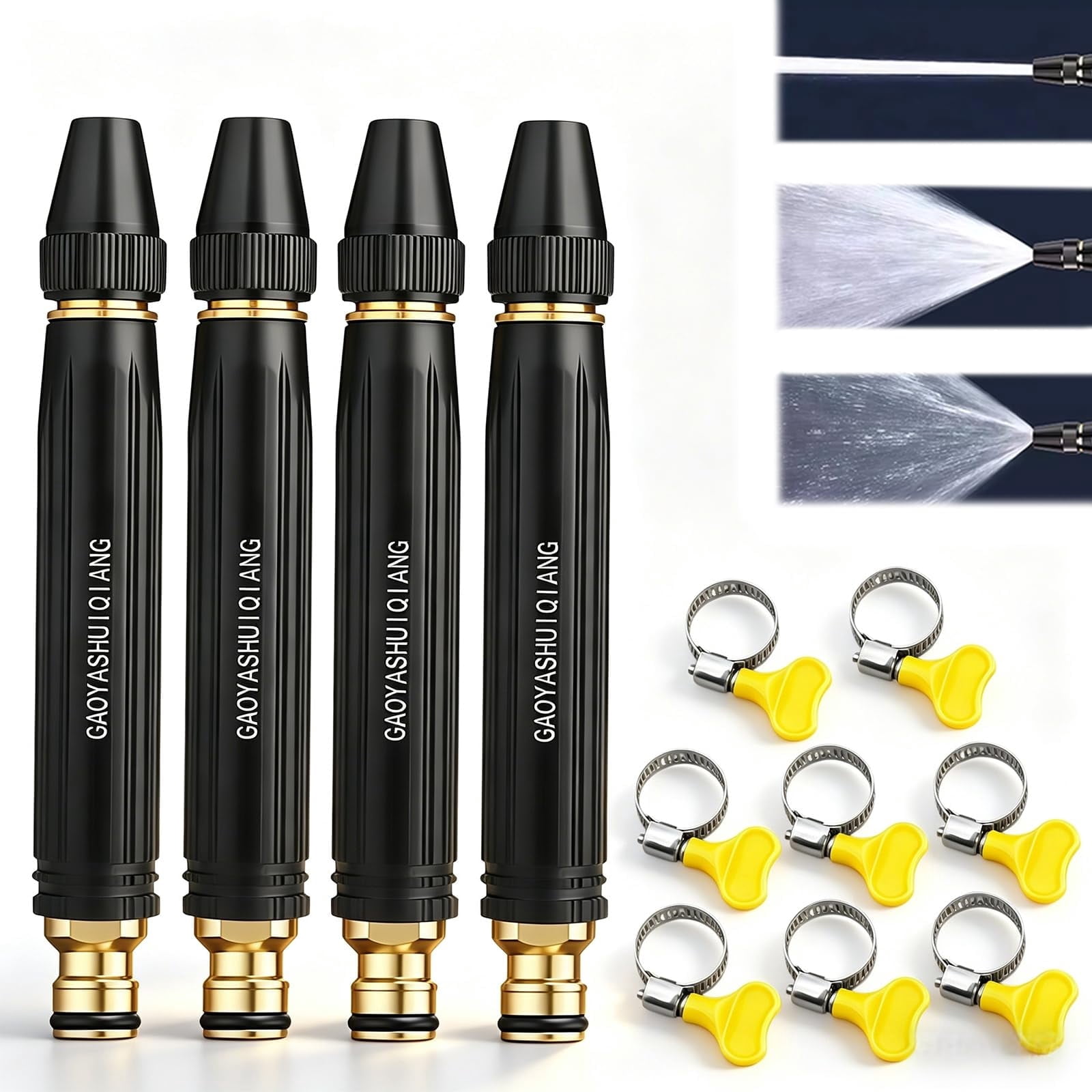 Powerful High-Pressure Water Gun for Car Cleaning - 2026 Upgrade Water Pressure Gun - with Booster Nozzle - Car Wash Water Gun Garden Hose Sprayer - for Watering Plants and Vegetables (Set of 4)