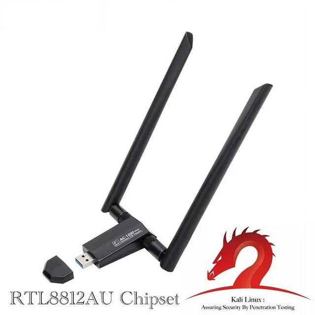 Powerful High Speed 1200Mbps Dual Band USB WiFi Dongle with RTL8812AU Chip - Dual 5dbi Antenna Wireless Network Card - USB3.0 Adapter for Kali Linux
