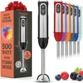 thumbnail image 1 of Powerful Immersion Blender, Electric Hand Blender 500 Watt with Turbo Mode, Detachable Base. Handheld Kitchen Gadget Blender Stick for Soup, Smoothie, Puree, Baby Food, 304 Stainless Steel Blades, 1 of 1