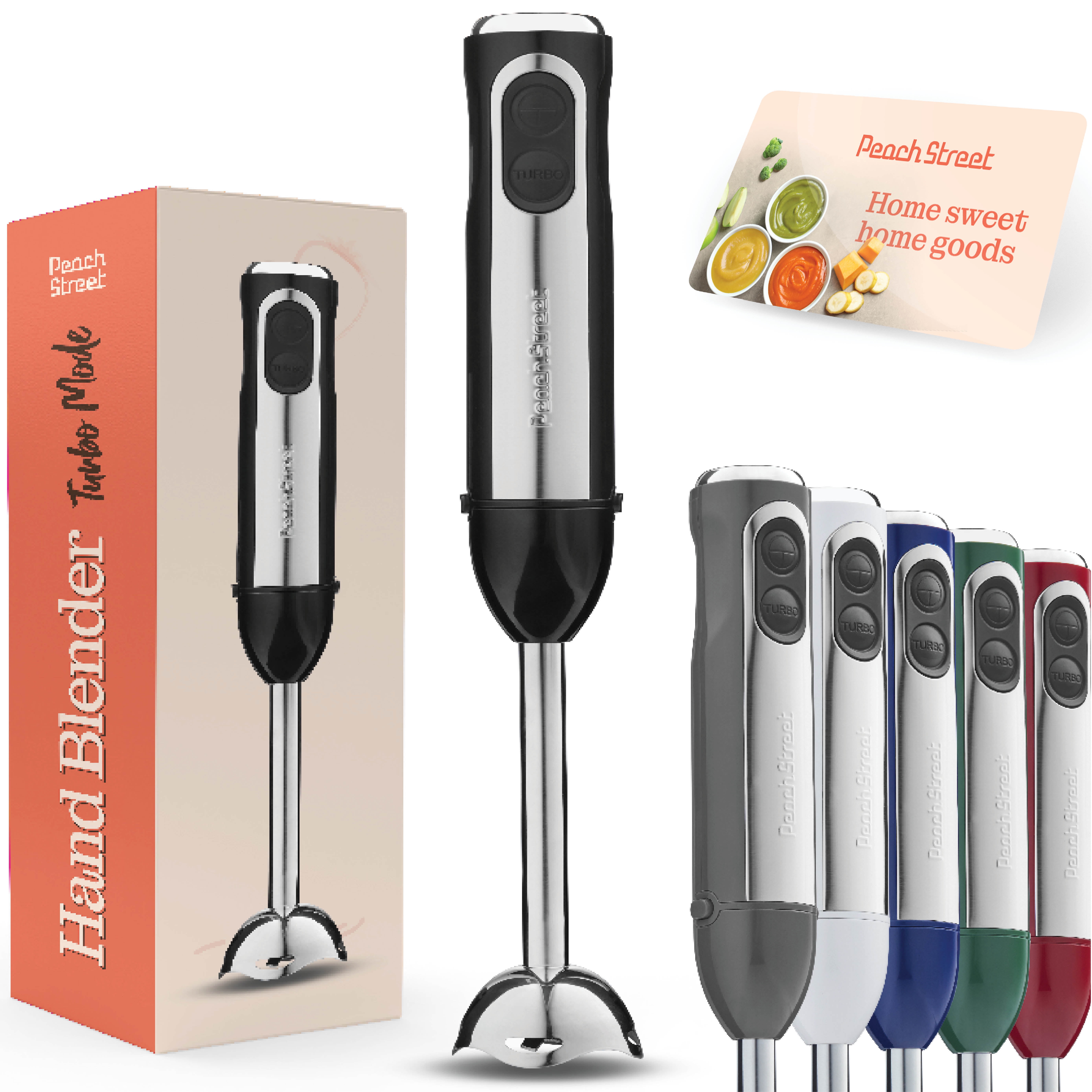 Powerful Immersion Blender, Electric Hand Blender 500 Watt with Turbo ...