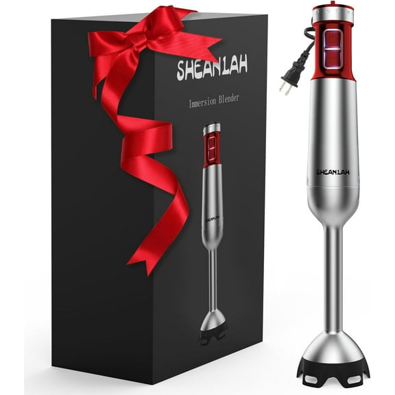 Powerful Immersion Blender handheld, 2025 New Update Hand Blender, Scratch-Resistant Corded Hand Mixer with Heavy-Duty Copper Brushless Motor and Gift Box Red