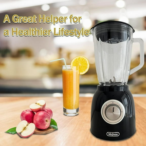 Powerful Kitchen Blender with 1.5L Glass Jar, 21000RPM High Speed, 6pcs 304 Stainless Steel Blades