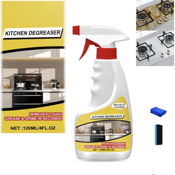 Powerful Kitchen Degreaser Spray, Fast-Acting Heavy-Duty Grill Degreaser Spray, No Rinse Needed, Multipurpose Grease Remover For Pots, Pans, Countertops & Appliances (1PCS)