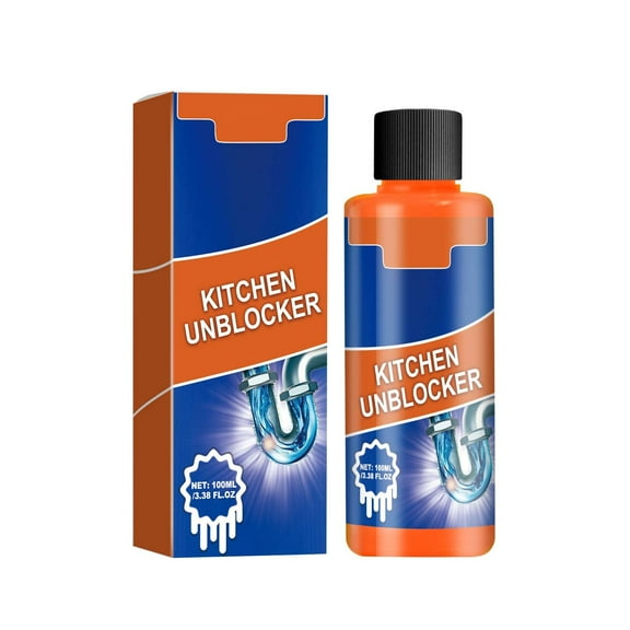 Powerful Kitchen Drain Unblocker Liquid Fast-Acting Clog Remover for Sinks, Pipes, and Drains