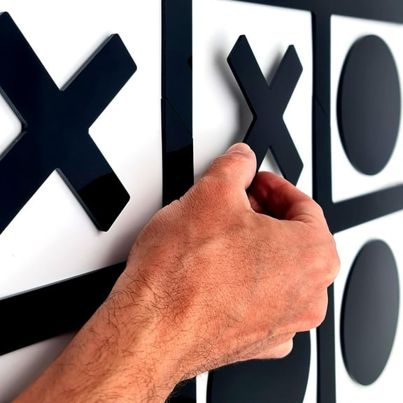 HMMAGNETS Magnetic Tic Tac Toe Wall-Mount Game with Adhesive Mount for Kids & Adults, Large 17"x17"
