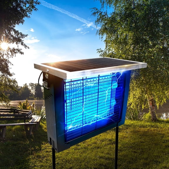 Powerful Large-Scale Solar-Powered Insect Killer, Rechargeable Mosquito Killer with High-Power Waterproof Solar Panel, Covers 4000 Sq Ft, Suitable for Outdoor Yards and Gardens