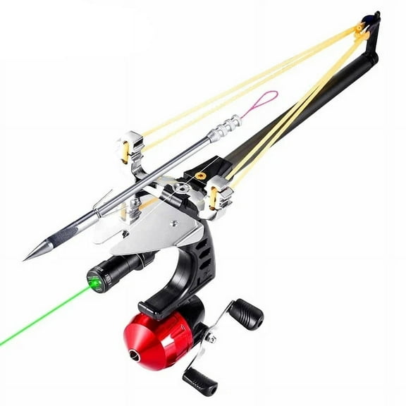 Powerful Laser Shooting Fish Slingshot Telescopic Straight Rod Catapult Bow Outdoor Hunting and Fish Shooting Sports Catapult