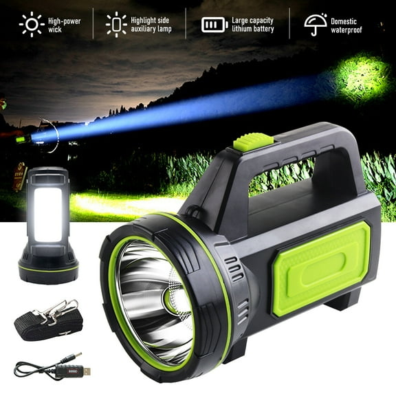 Powerful Led Flashlight High Lumens Rechargeable , Super Bright Handheld Spotlight Flashlight Large Ultra Long Lasting Portable Led Searchlight Multi-functional Camping Light for Emergency