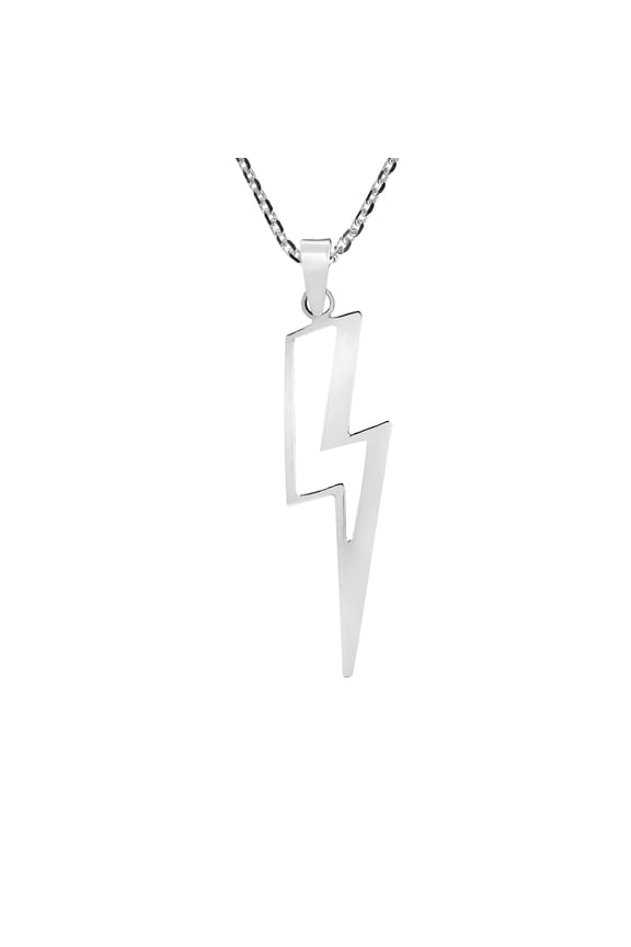Powerful Lightning Bolt Sterling Silver Pendant Necklace