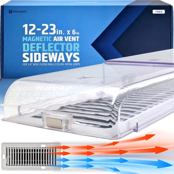 Powerful Magnetic Air Vent Deflector Sideways (Side Extender) - 3 Strong Neodymium Magnets (Upgraded Patented Design) - Fits 3"-6" Wide Floor/Wall/Ceiling Vents - 1.6"(H) - Adjustable from 12” to 23”